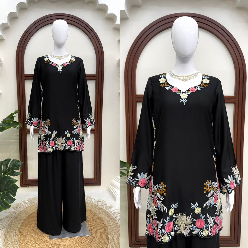 Women’s Rayon Satin Thread Work Palazzo Suit Set