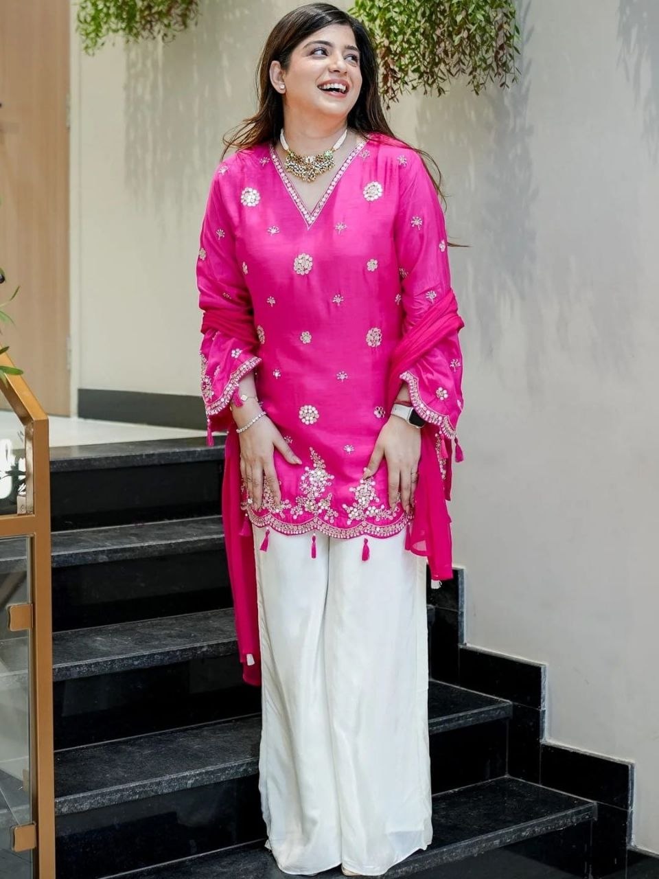 Women’s Pure Viscose Silk Embroidered Suit Set