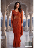 Women’s Orange Georgette Saree