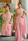 Women’s Pink Chinon Saree