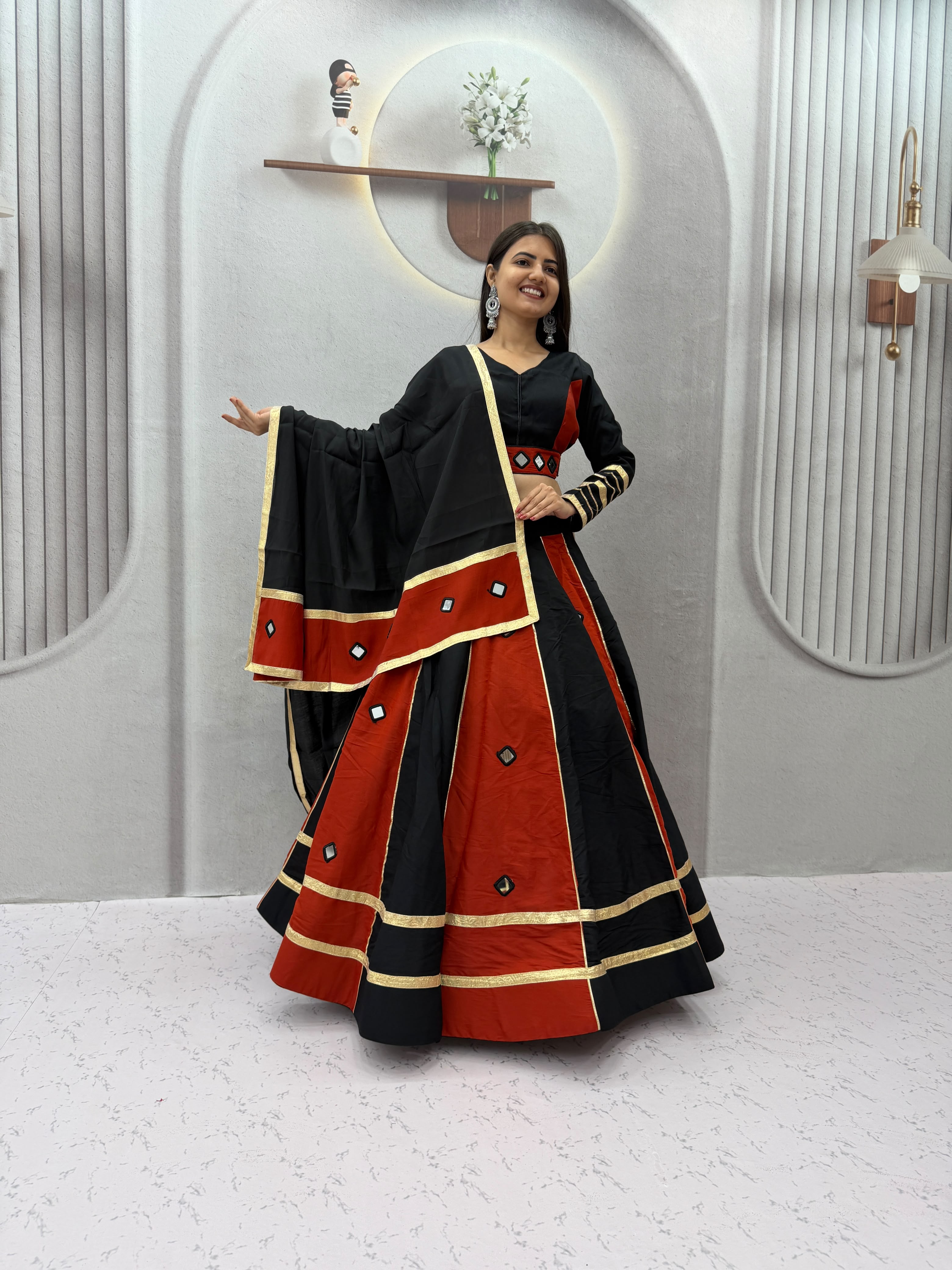 Women’s Navratri Special Roman Silk Lehenga Choli