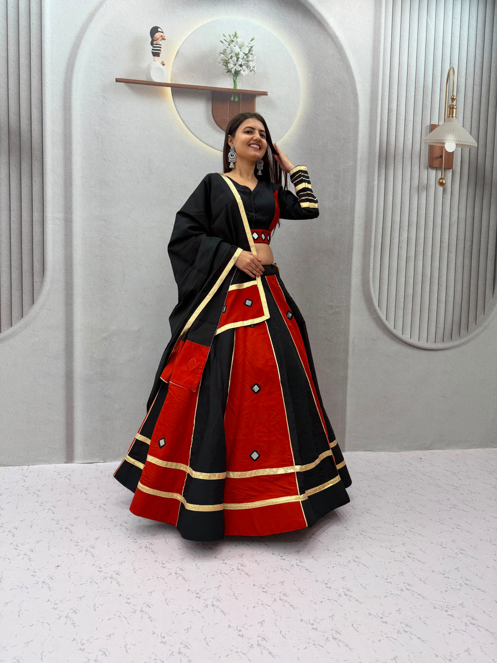 Women’s Navratri Special Roman Silk Lehenga Choli