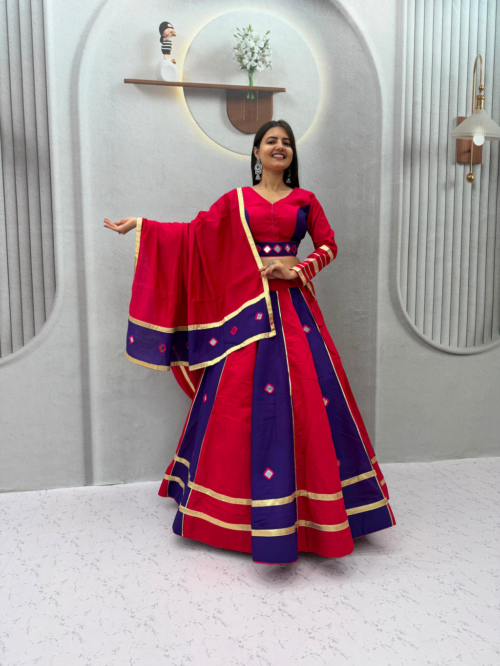 Women’s Navratri Special Roman Silk Lehenga Choli