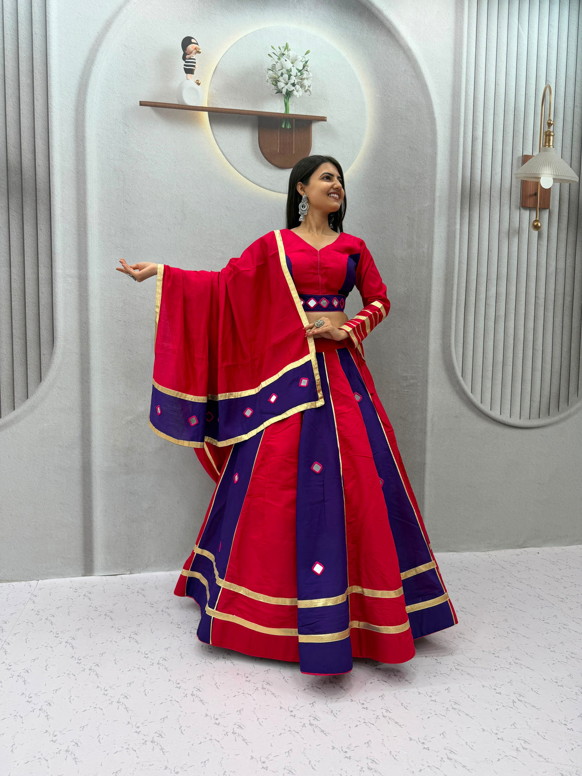 Women’s Navratri Special Roman Silk Lehenga Choli