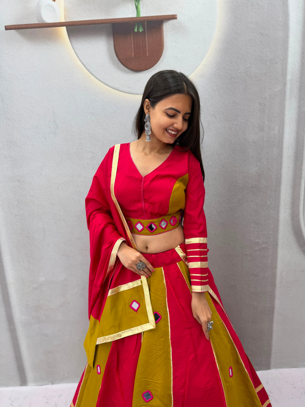 Women’s Navratri Special Roman Silk Lehenga Choli