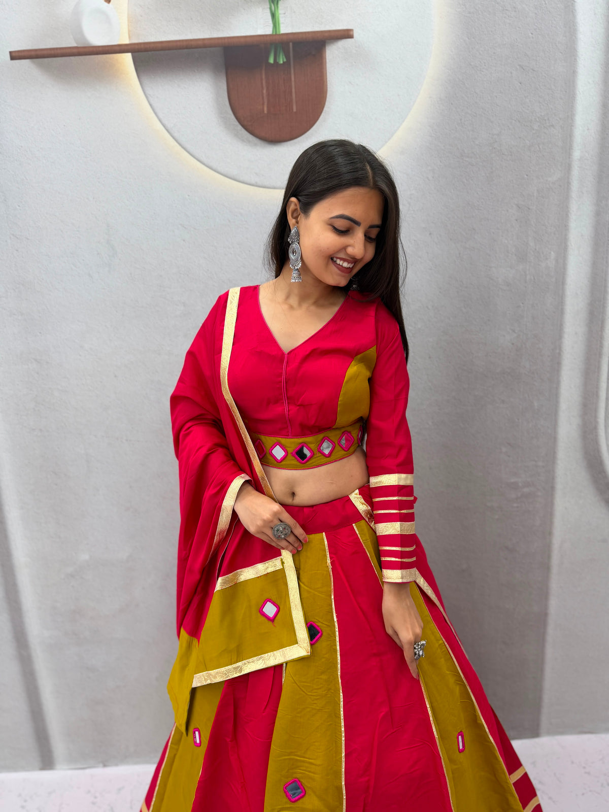 Women’s Navratri Special Roman Silk Lehenga Choli
