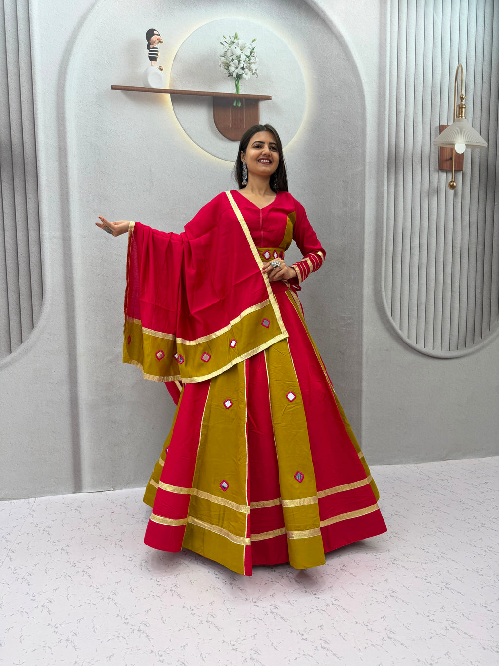 Women’s Navratri Special Roman Silk Lehenga Choli