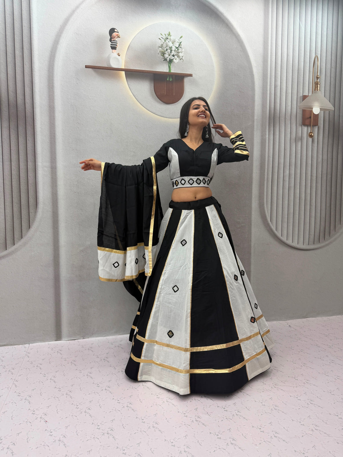 Women’s Navratri Special Roman Silk Lehenga Choli