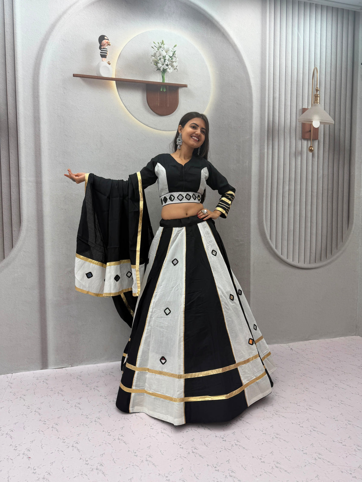 Women’s Navratri Special Roman Silk Lehenga Choli