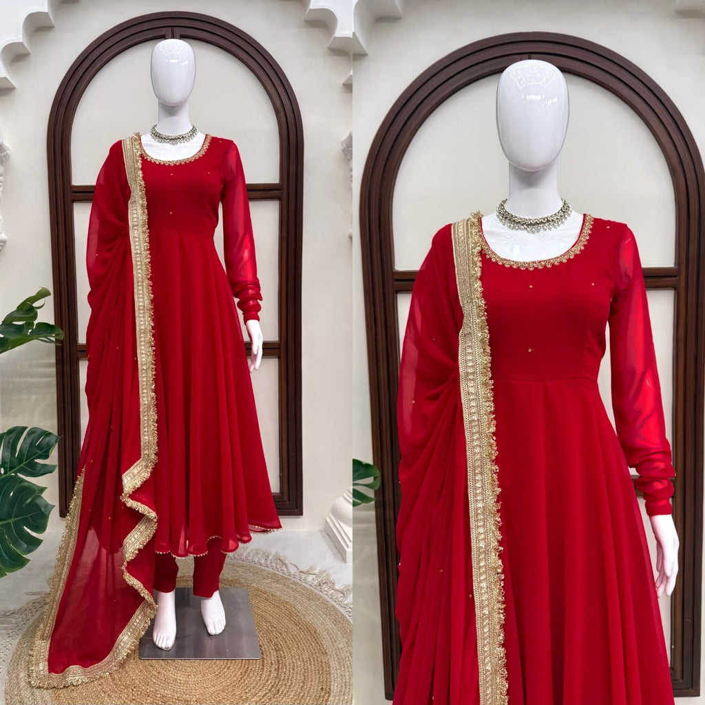 Women’s Faux Georgette Anarkali Suit Set