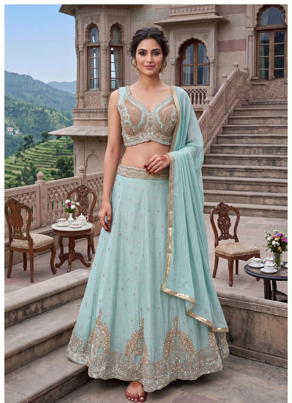 Women’s Candy Crush Blue Lehenga