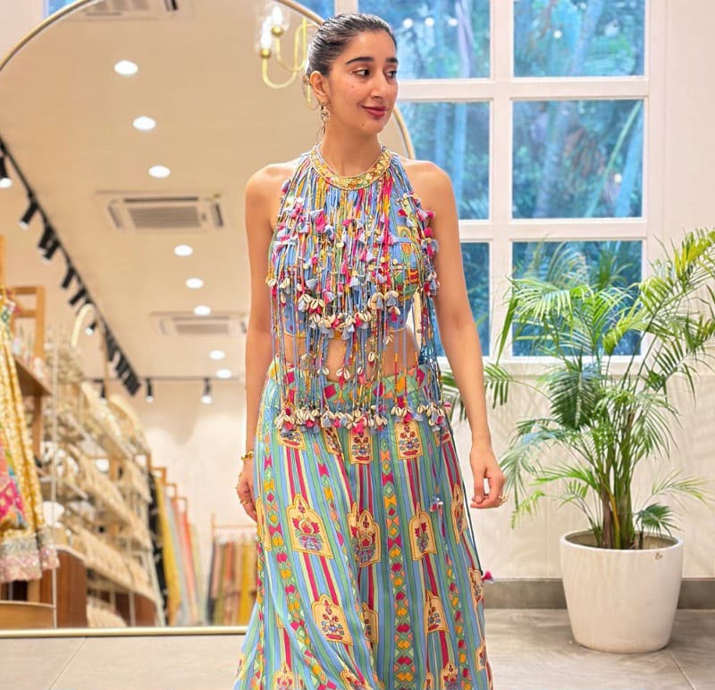 Women’s Multicolor Printed Halter Partywear Outfit