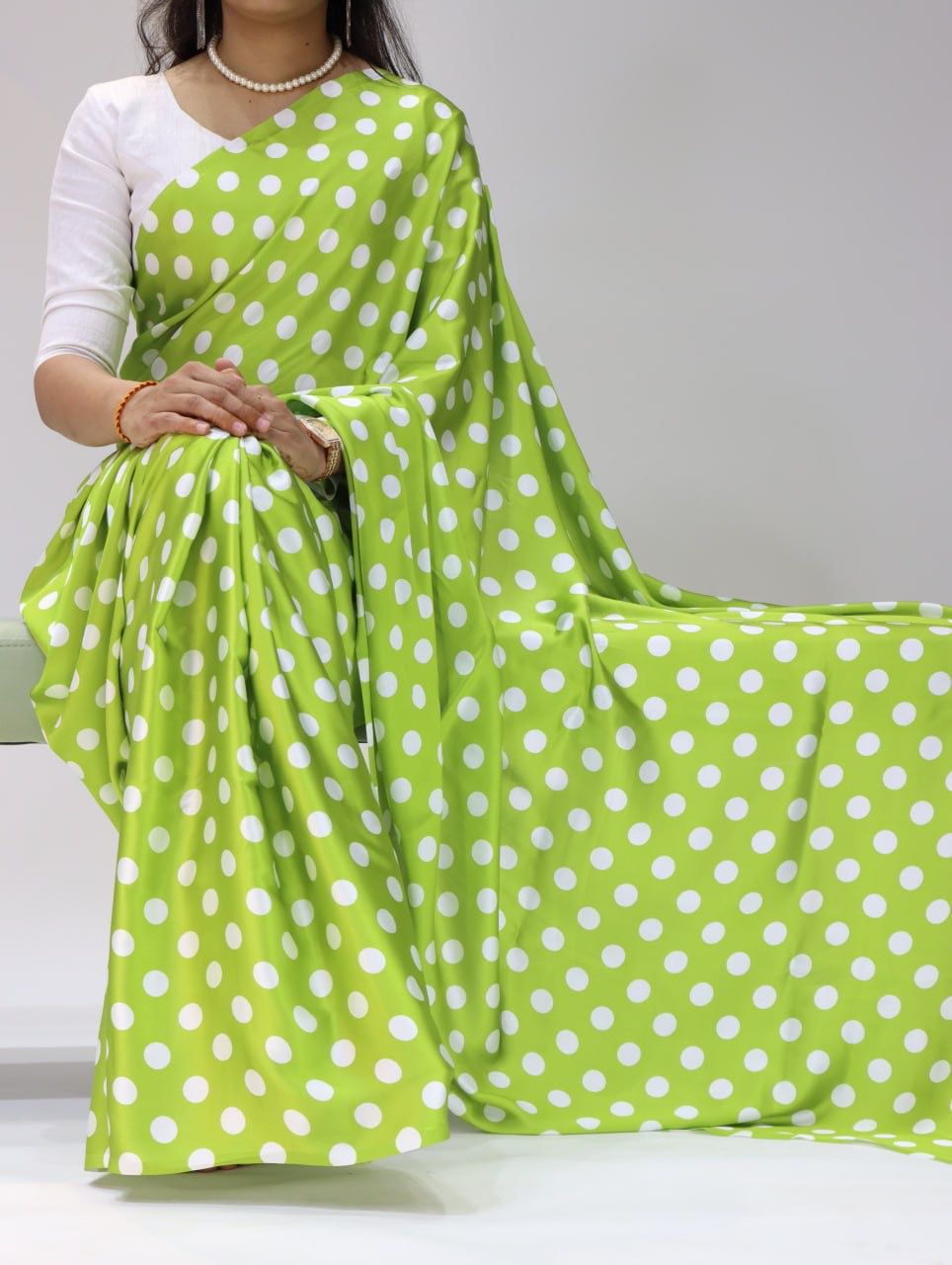 Japan Satin Dot Print Saree