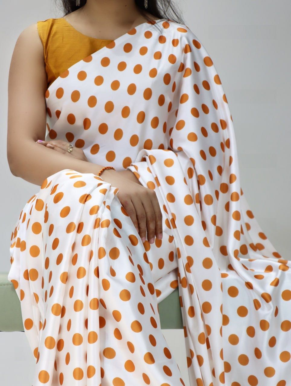 Japan Satin Dot Print Saree