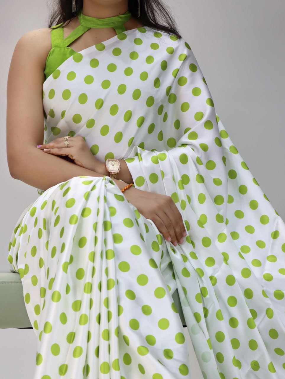 Japan Satin Dot Print Saree