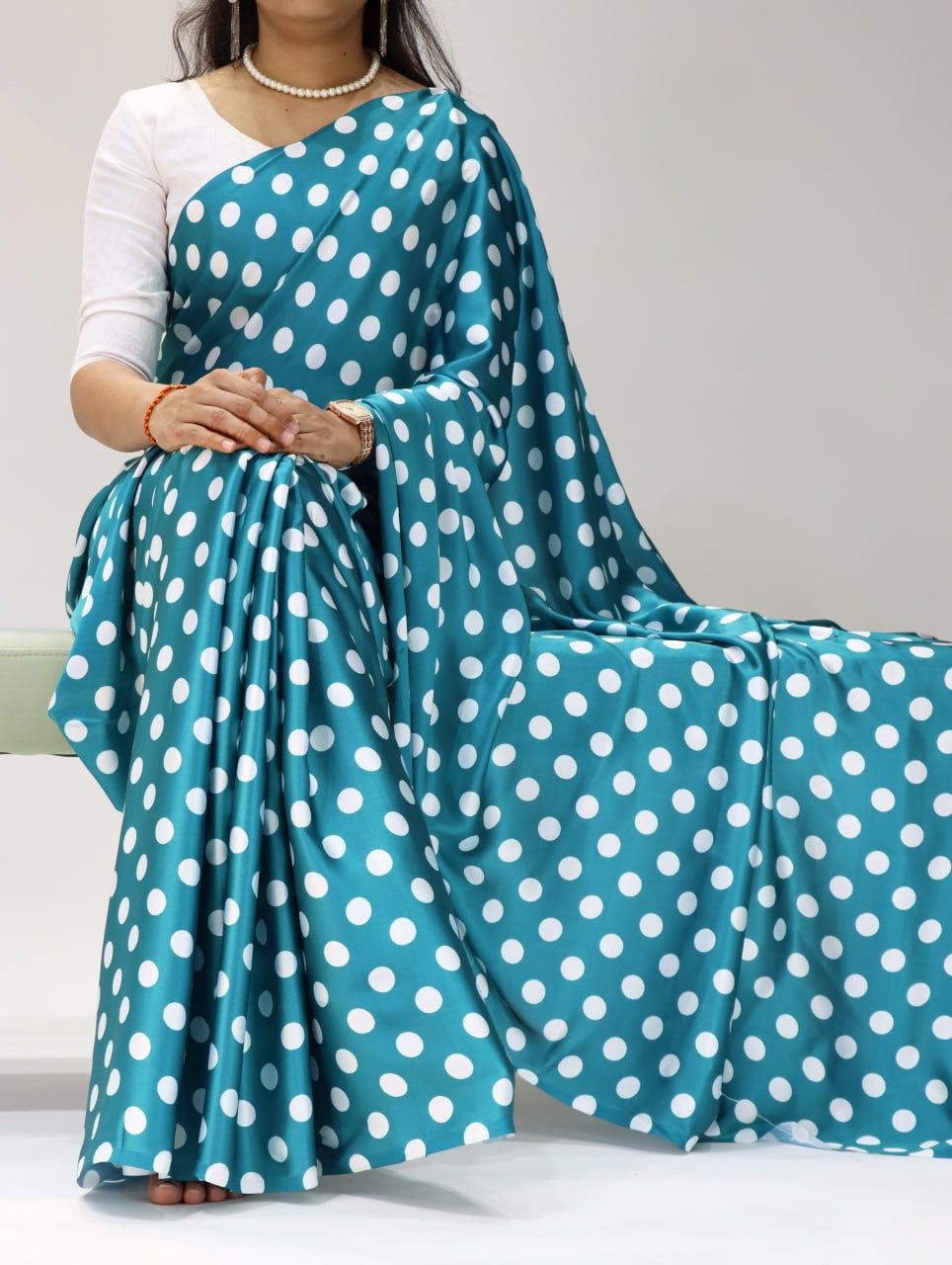 Japan Satin Dot Print Saree