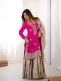 Premium Chinon Silk Sharara Set with Sequins & Pearls