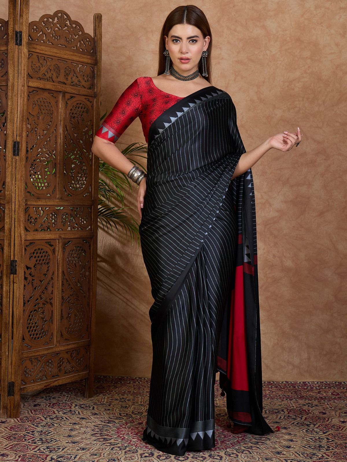 Semi-Modal Ajrakh Designer Saree