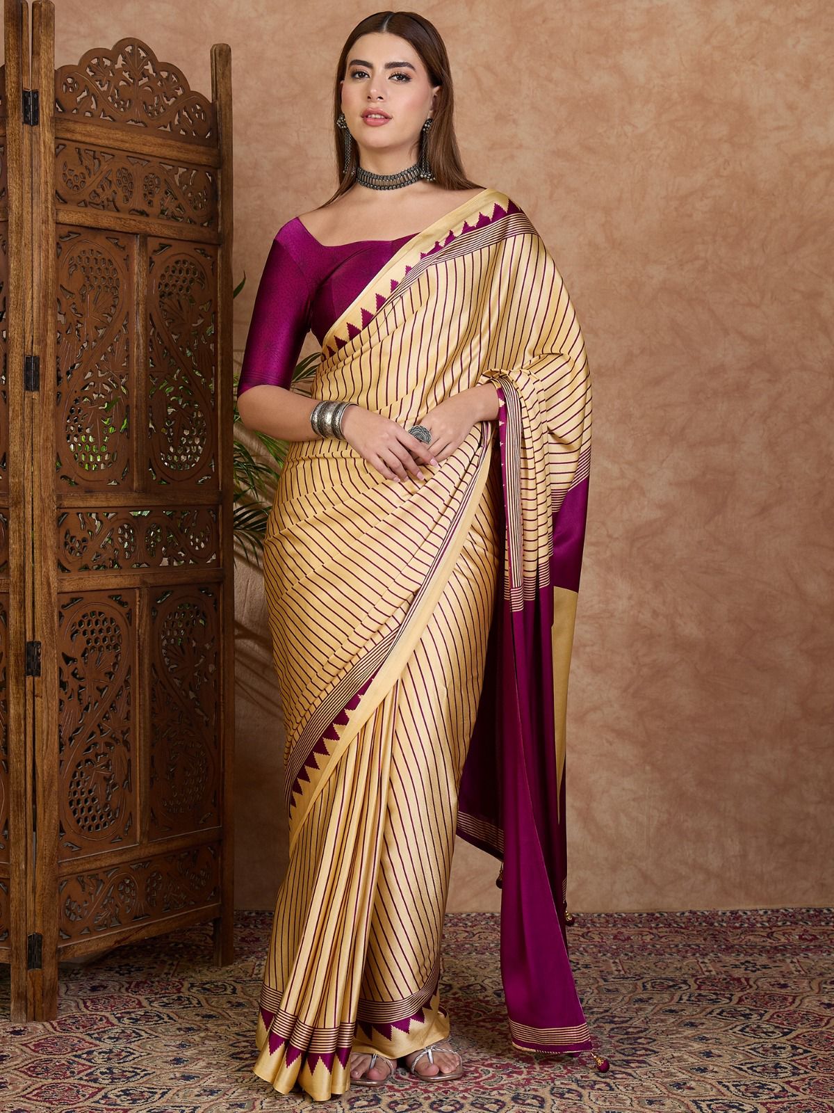Semi-Modal Ajrakh Designer Saree