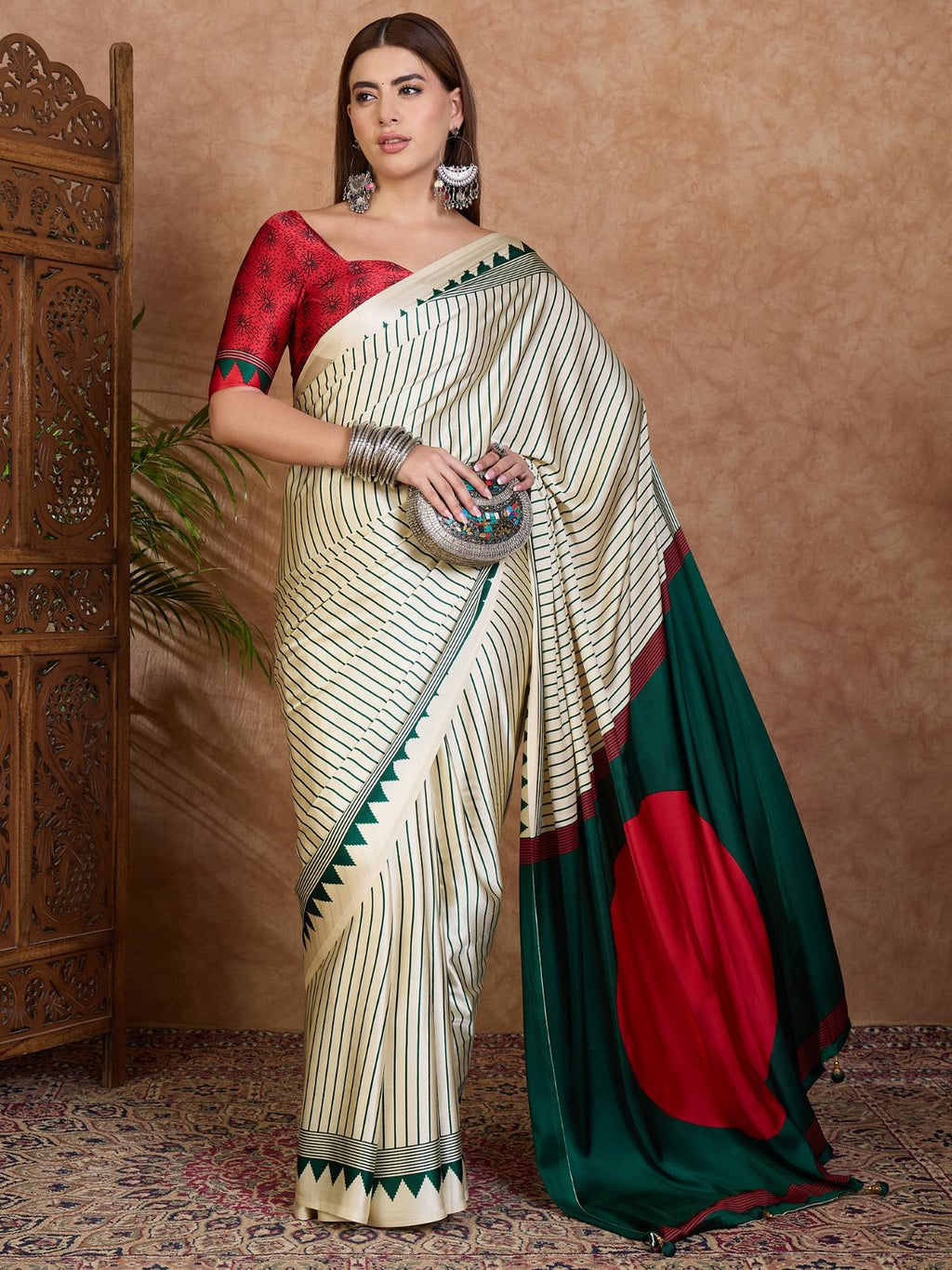 Semi-Modal Ajrakh Designer Saree