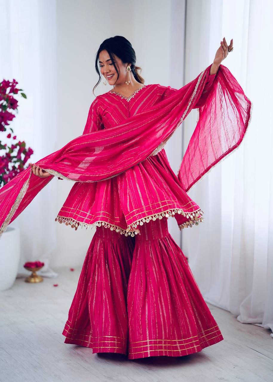 3 piece festive wear top with sharara