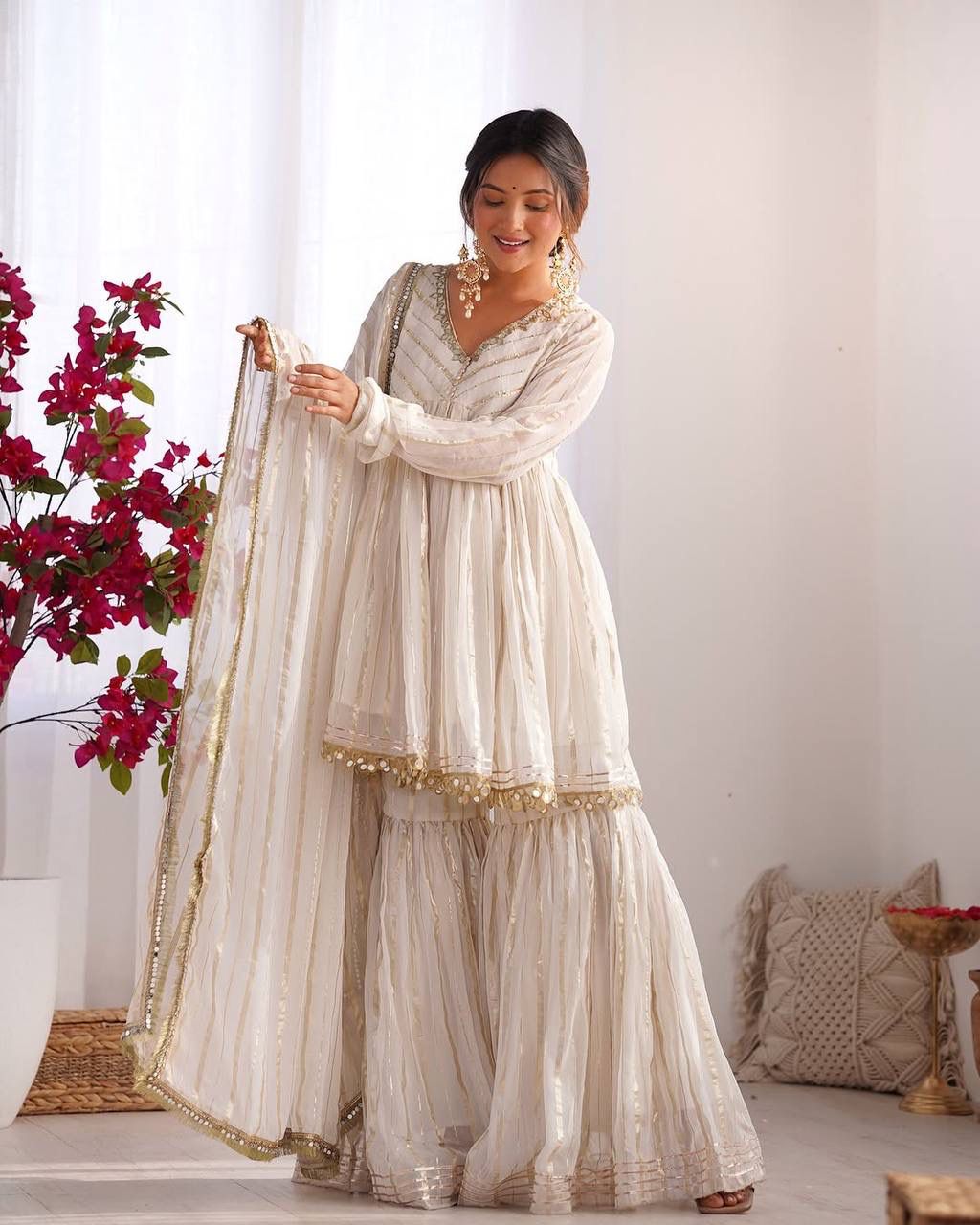 3 piece festive wear top with sharara
