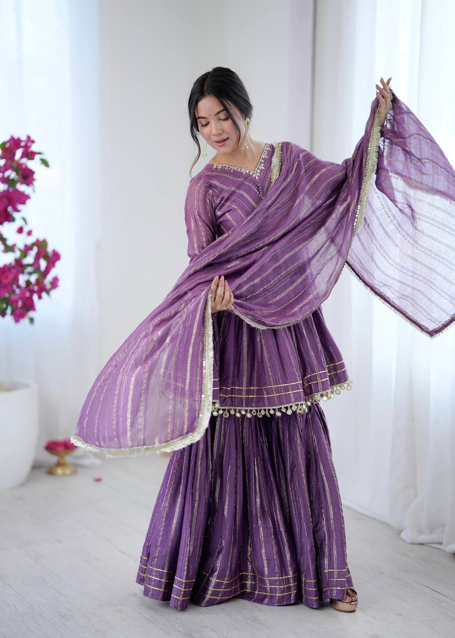3 piece festive wear top with sharara