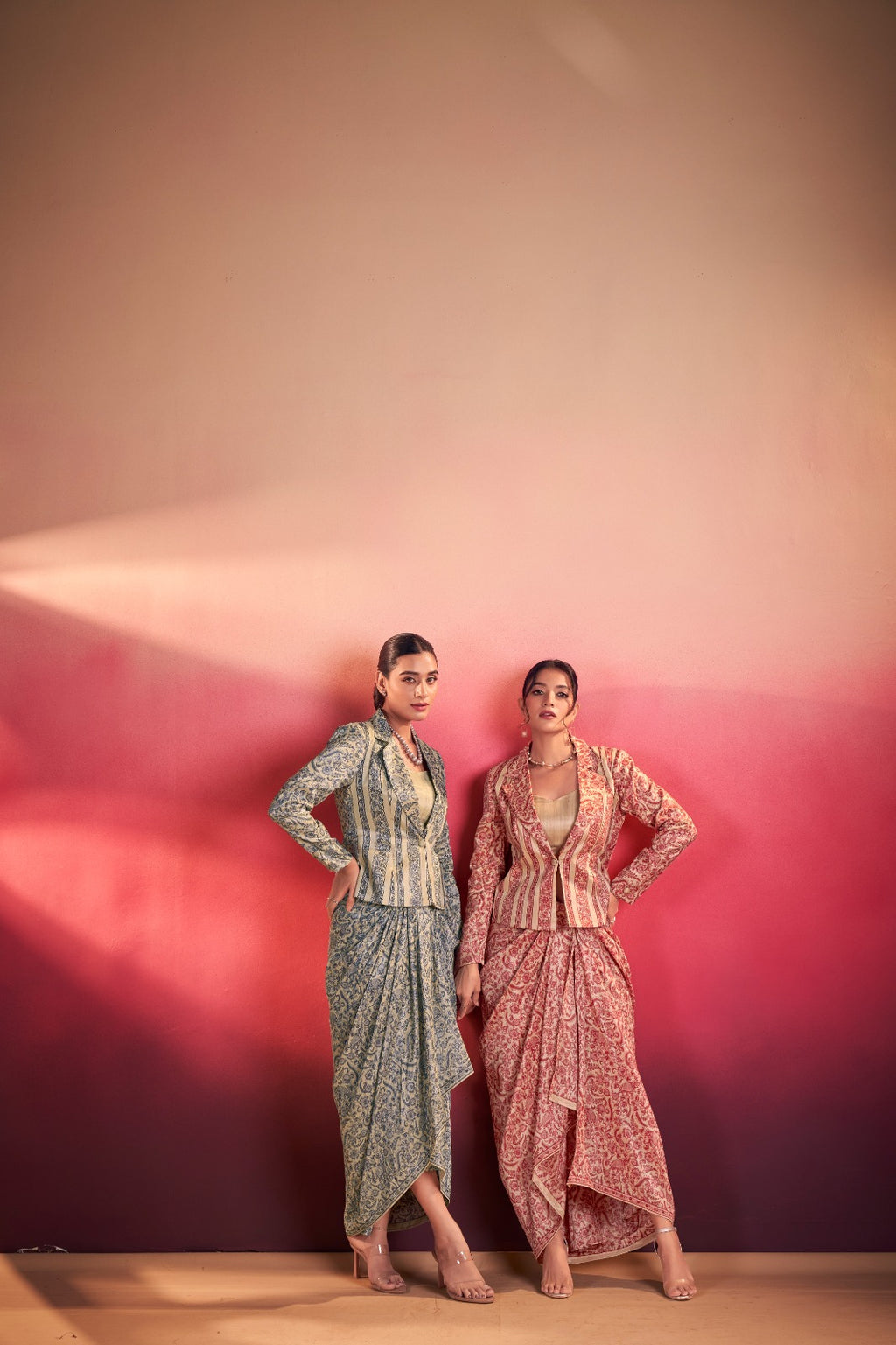 Indo-Western Printed Drape Co-ord Set