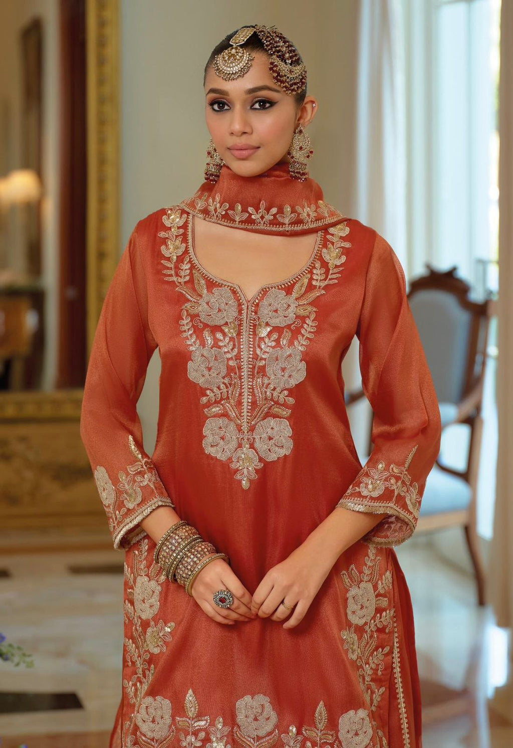 Svarne Elegance Embroidered 3-Piece Suit Set