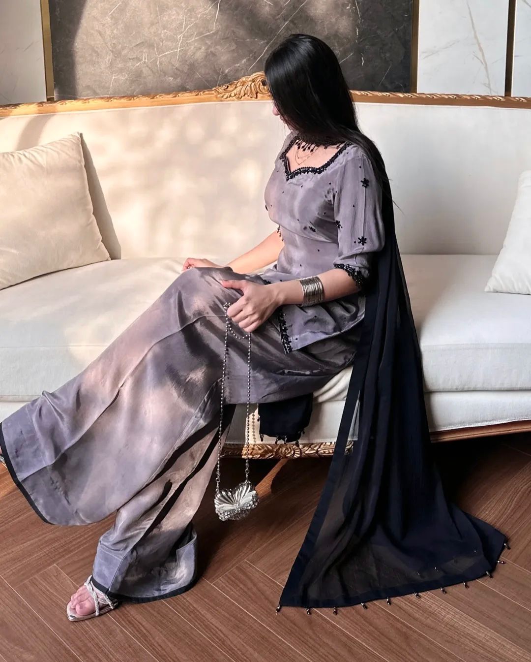 Designer Party Wear Look top with farshi salwar