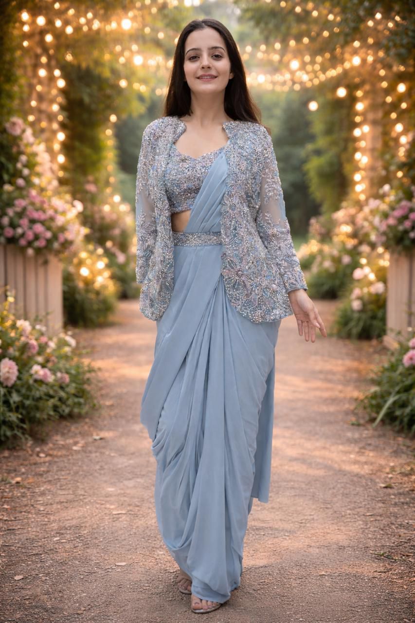 Silk Saree with Jacket and Belt