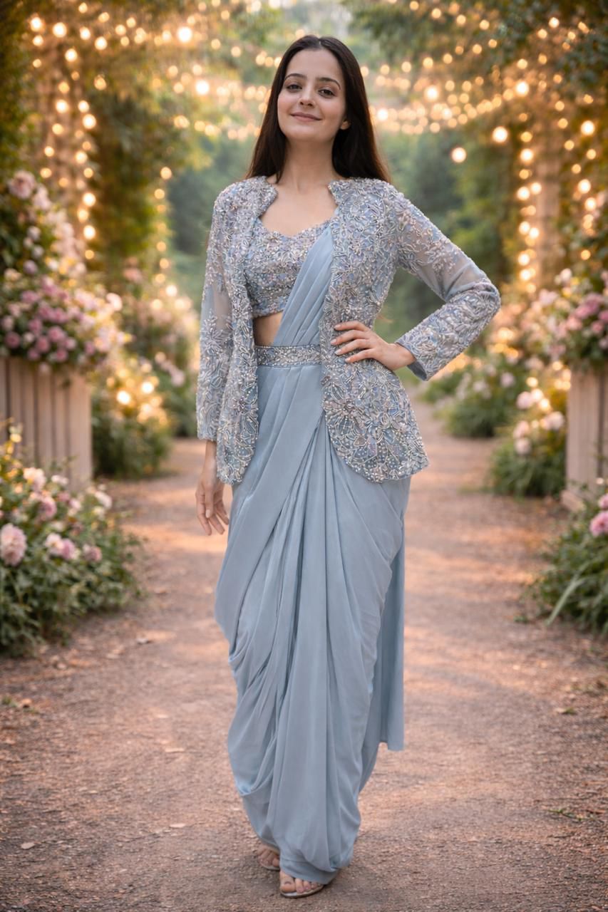 Silk Saree with Jacket and Belt