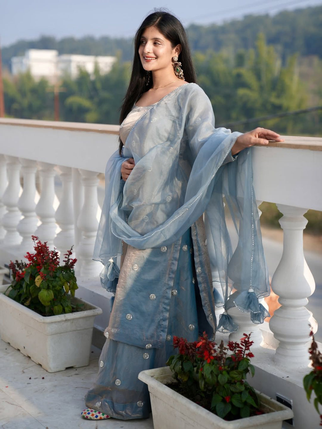 New Ready-Made Kurti , Palazzo And Dupatta Set