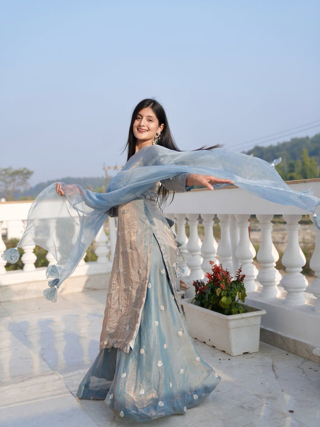 New Ready-Made Kurti , Palazzo And Dupatta Set