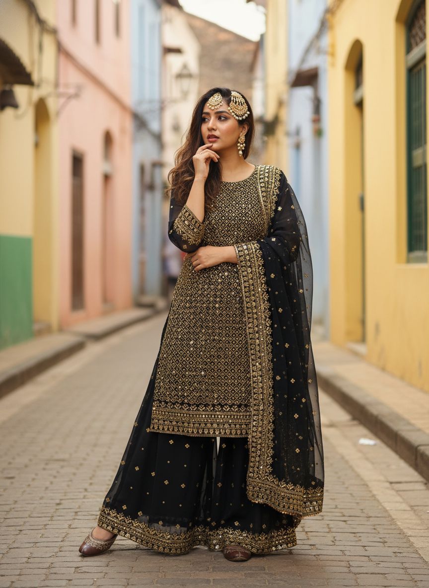 Stunning black kurti set