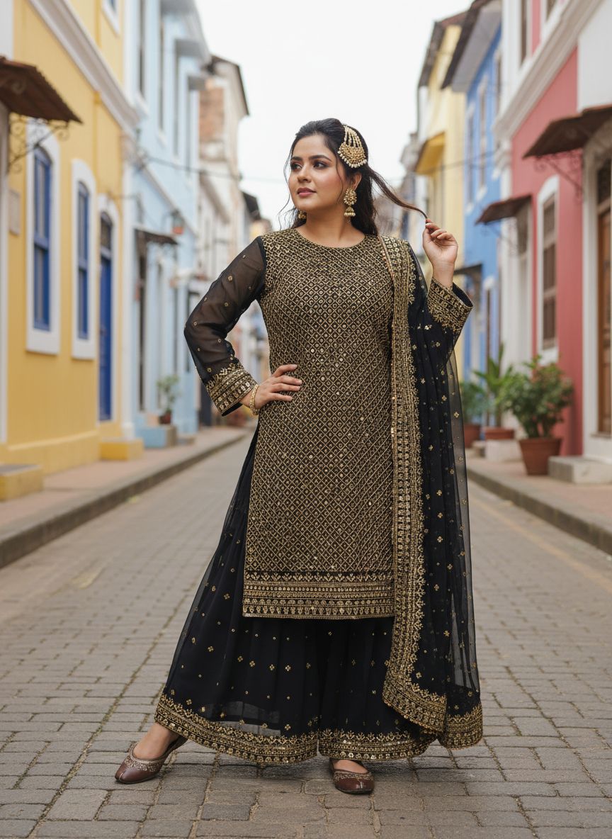 Stunning black kurti set