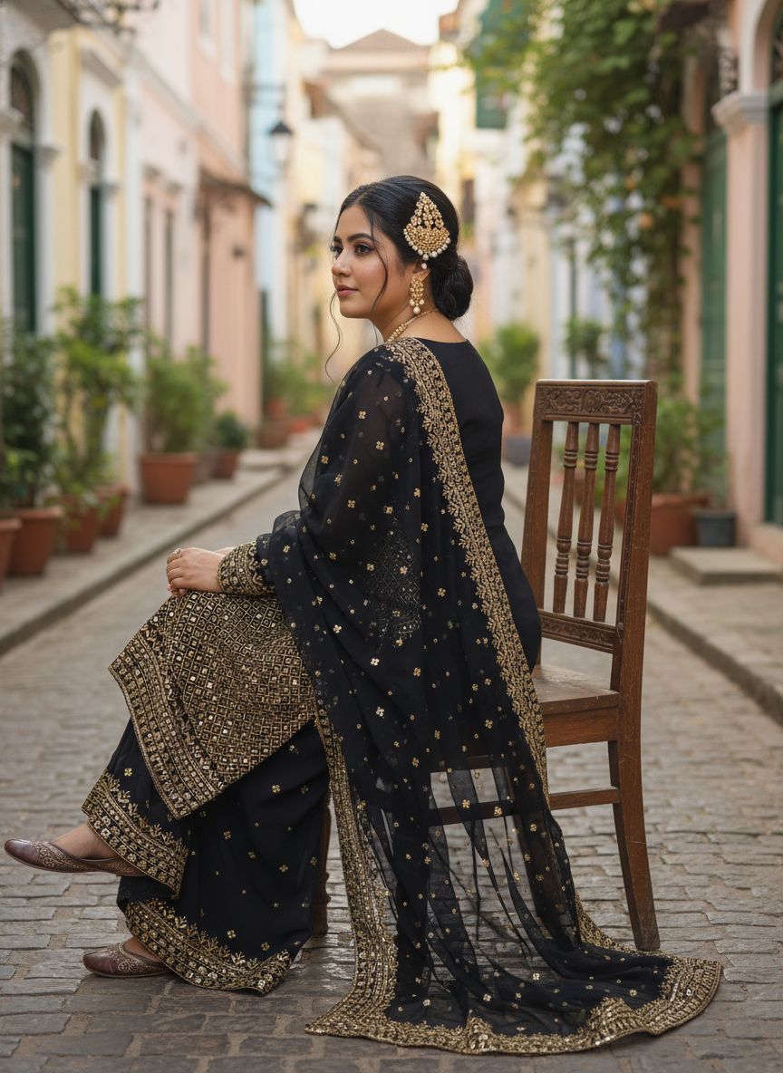 Stunning black kurti set