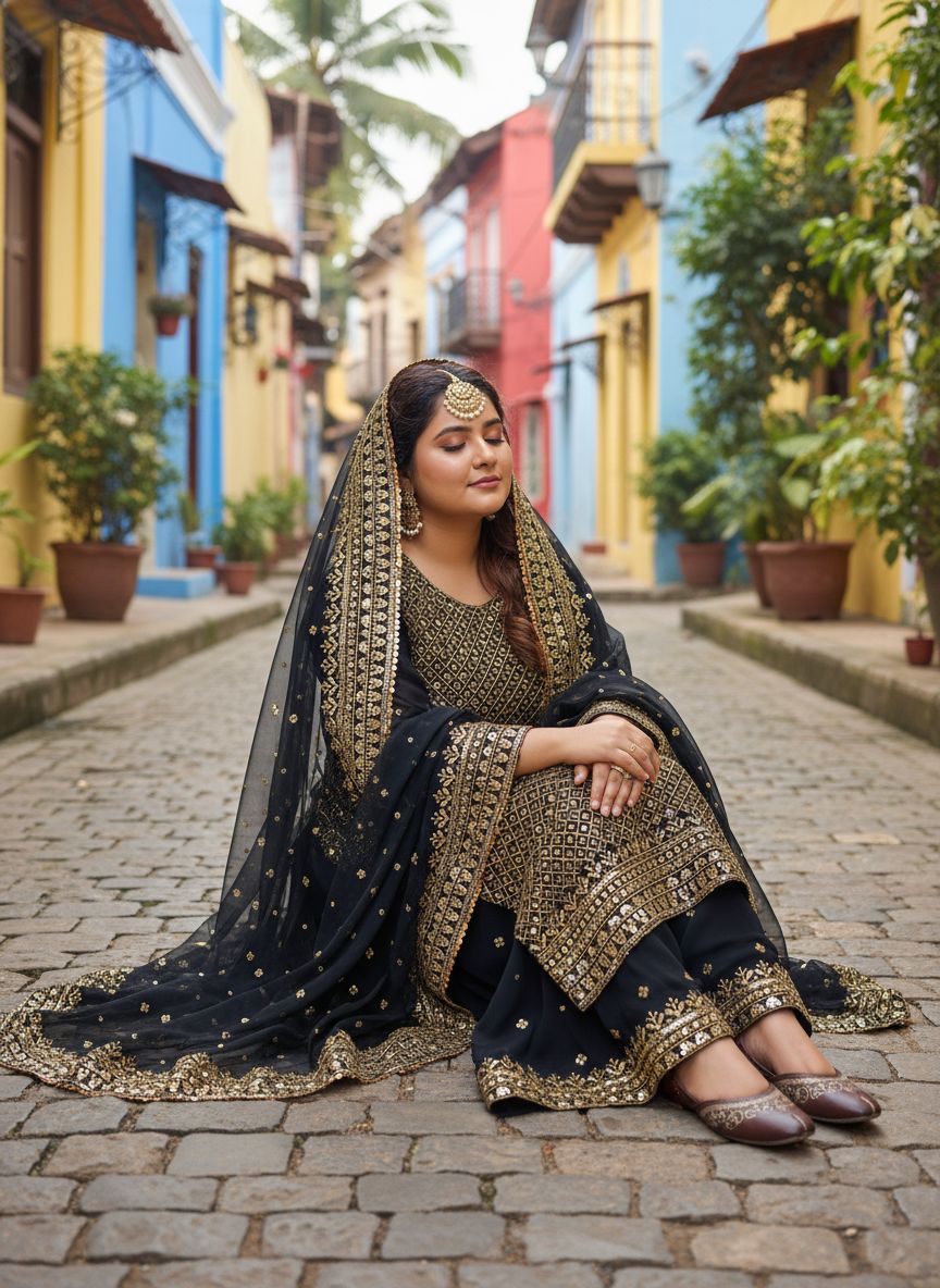 Stunning black kurti set