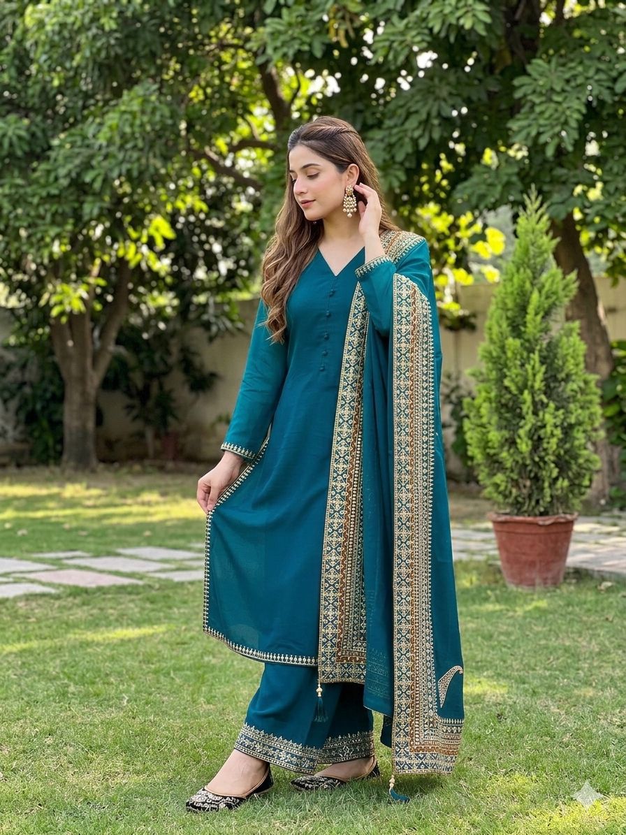 EID Special Heavy Embroidered 3 Piece Suit