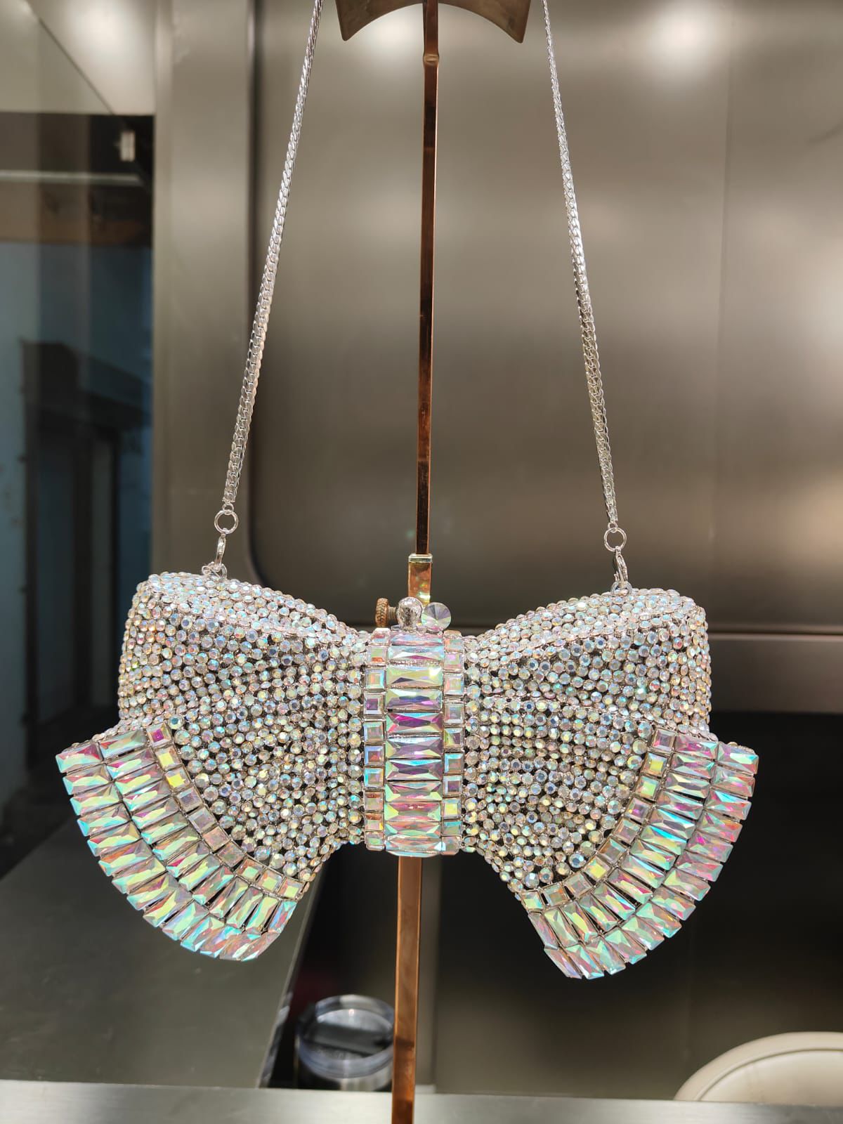 Premium Bow Shape Crystal Sling Bag