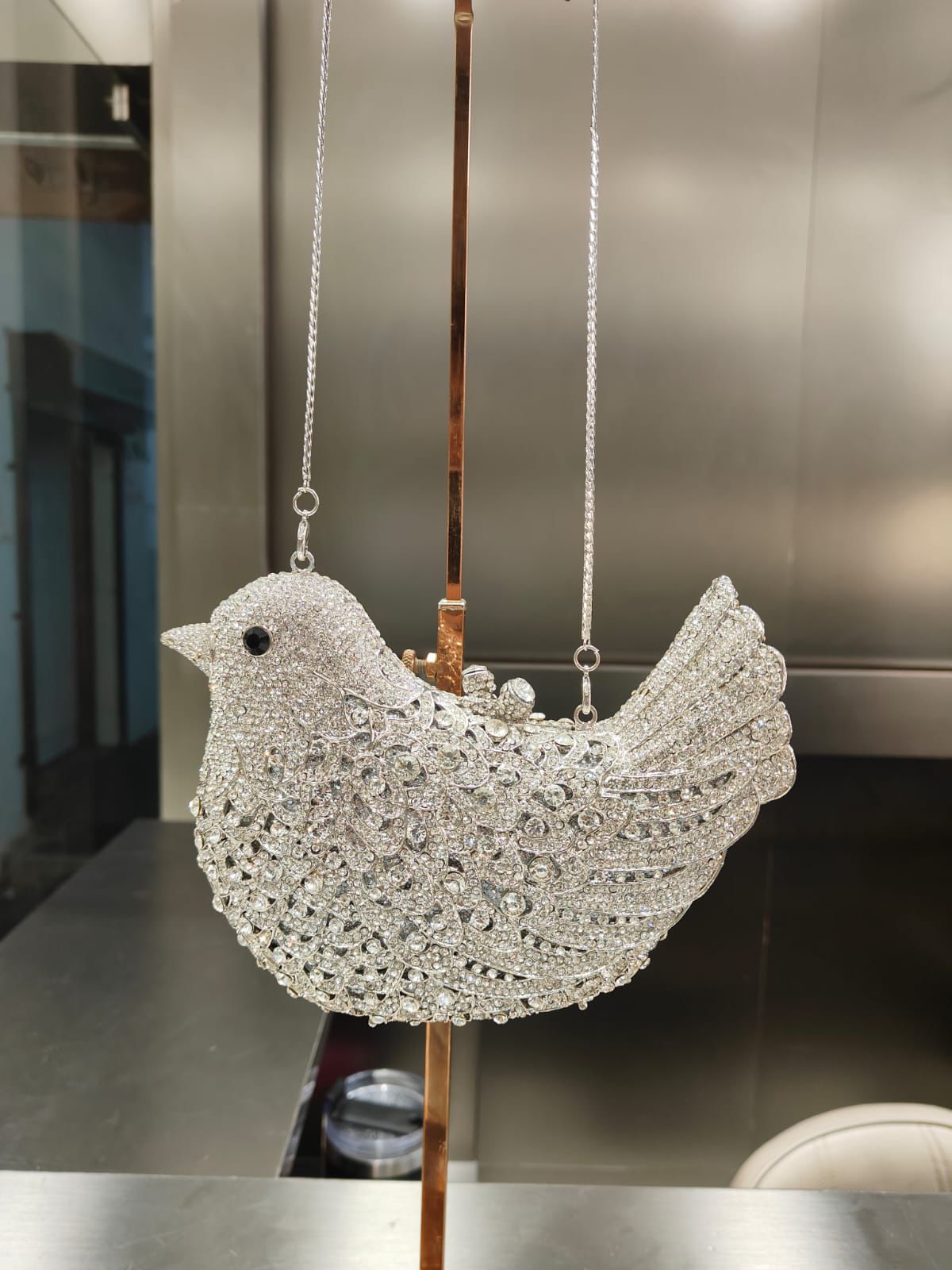 Sparkling Crystal Bird Shaped Party Sling Bag