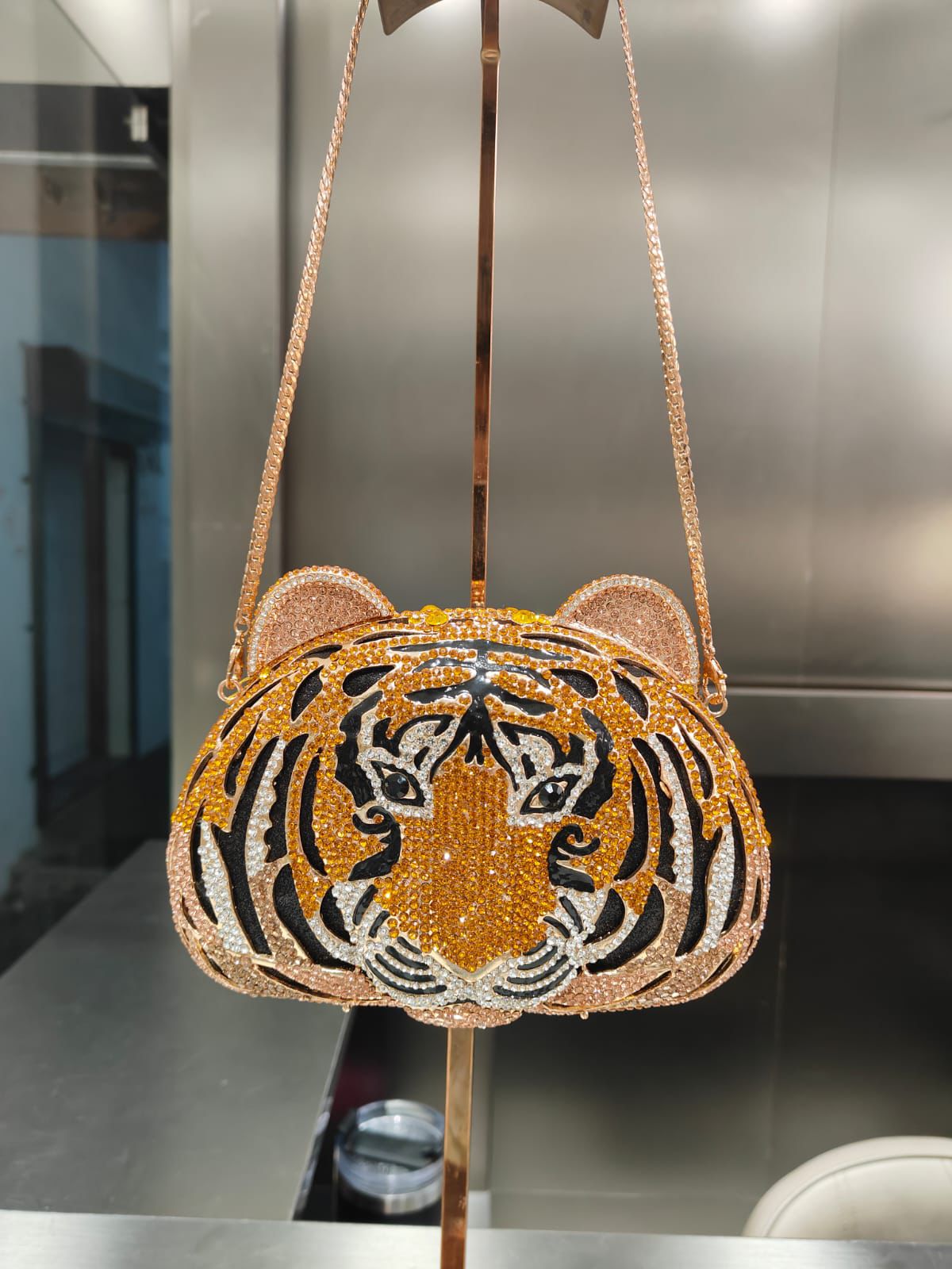 Royal Tiger Rhinestone Sling Bag