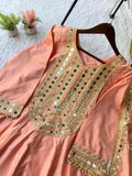 TRENDY REAL MIRROR EMBROIDERED TOP WITH TULIP DHOTI AND DUPATTA