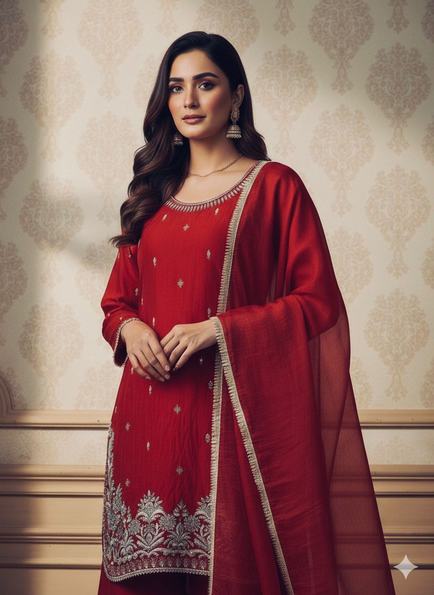 Hot Red Kurti Set
