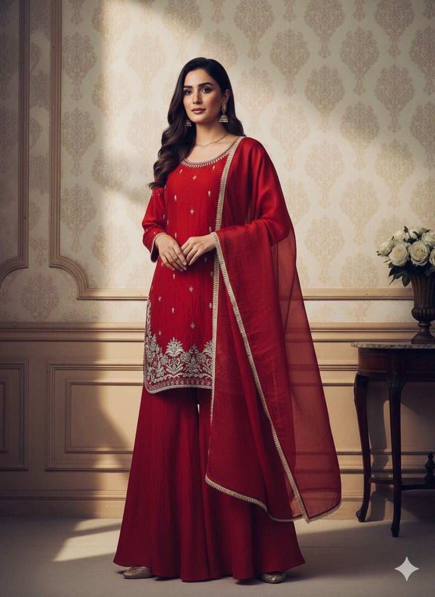 Hot Red Kurti Set