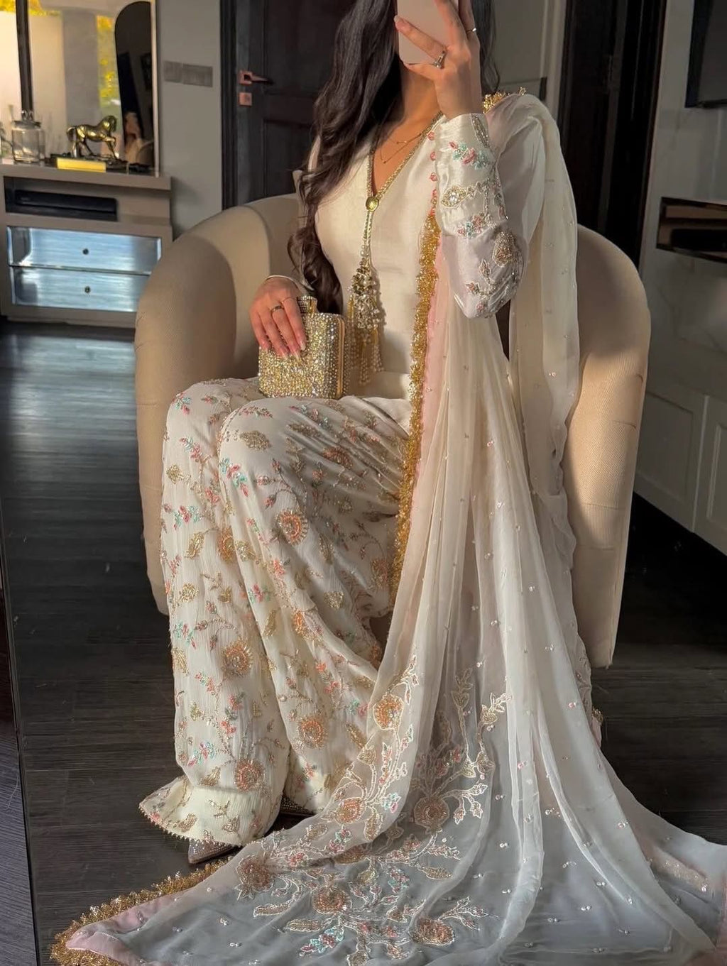 Designer Party Wear Satin Suit Set