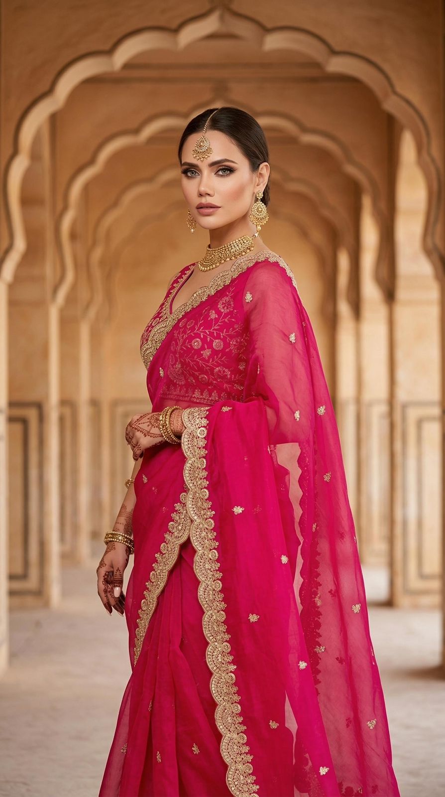 Satin Silk Embroidered Saree