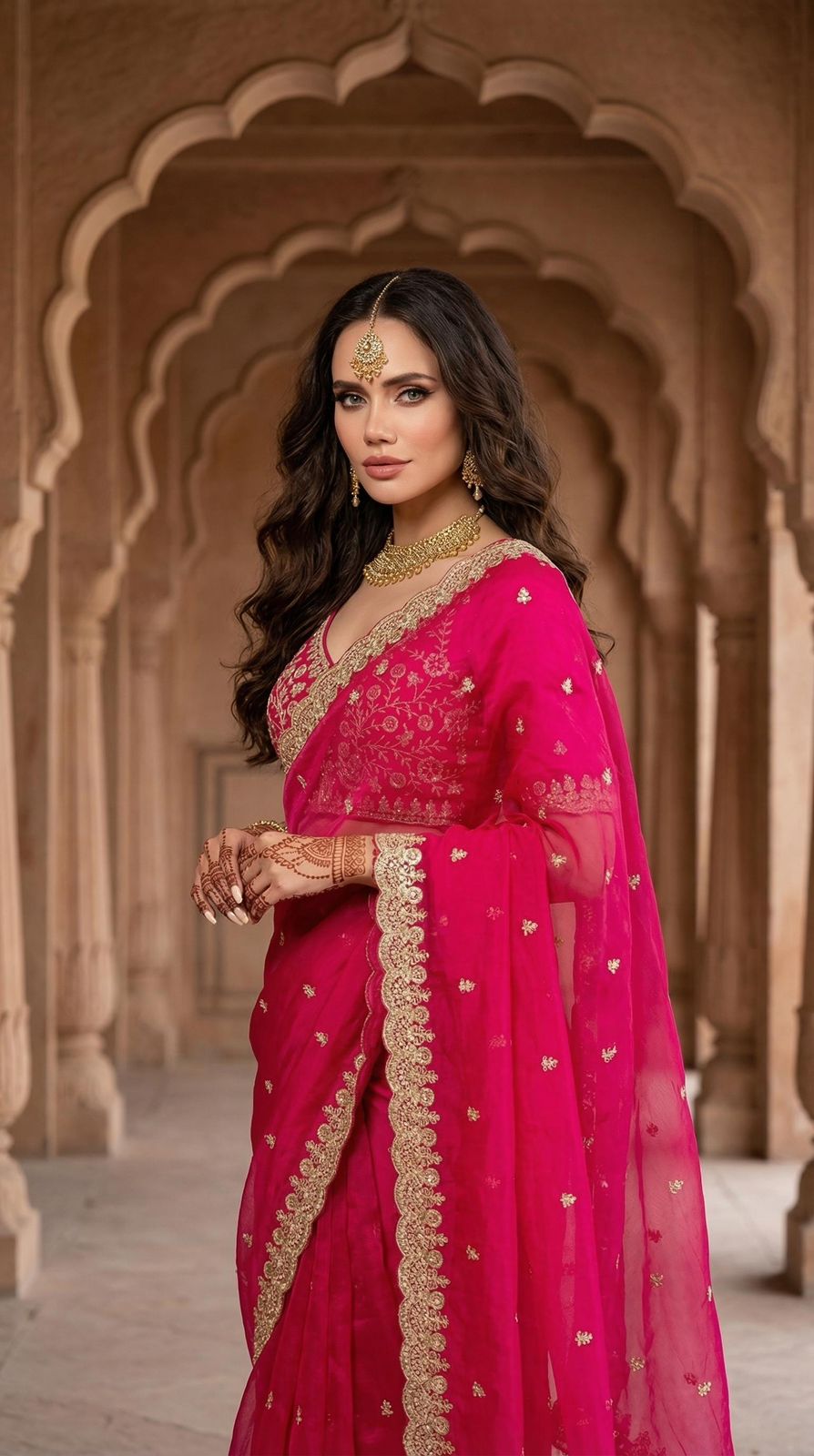 Satin Silk Embroidered Saree