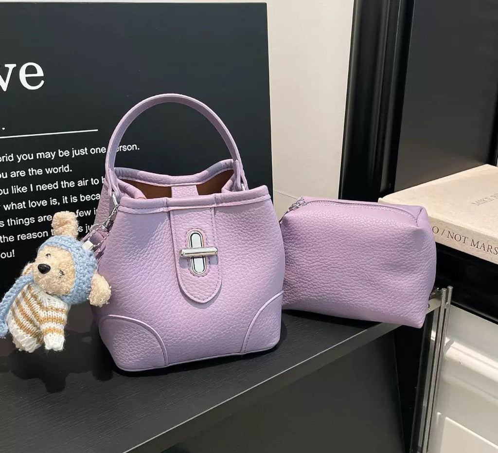 Cute Mini Bucket Bag with Teddy Charm