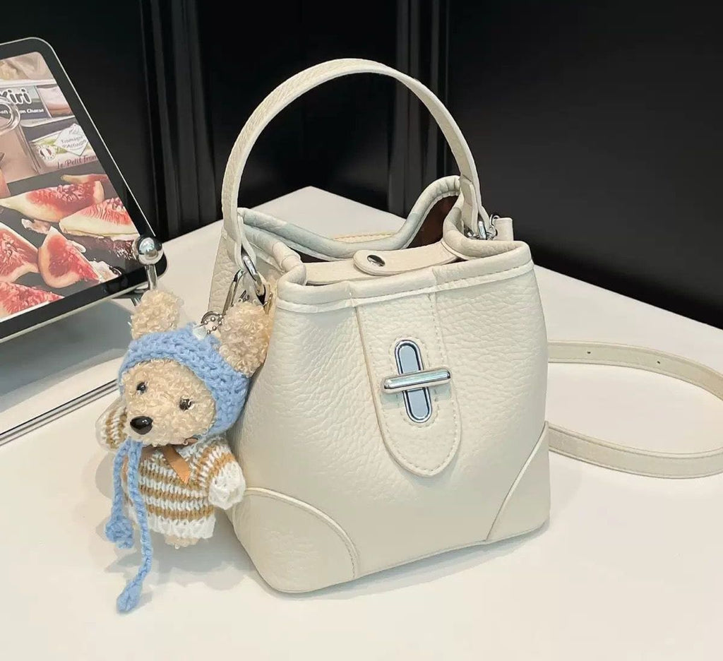Cute Mini Bucket Bag with Teddy Charm